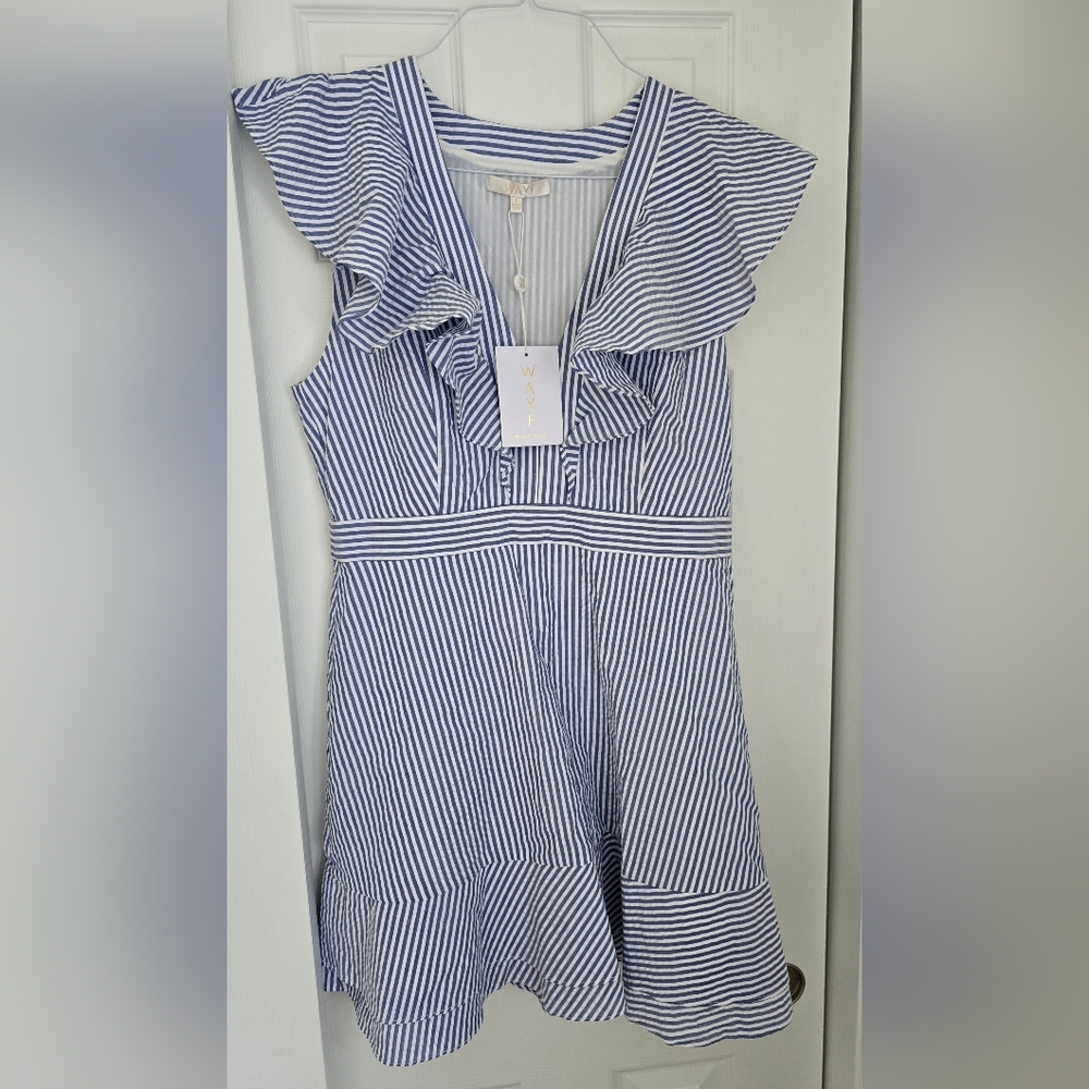WAYF Seersucker Dress Size L, NWT - Picture 3 of 7